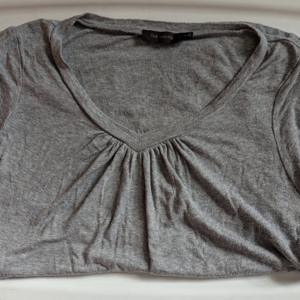 The Limited Gray Ruched Short Sleeve T-Shirt
